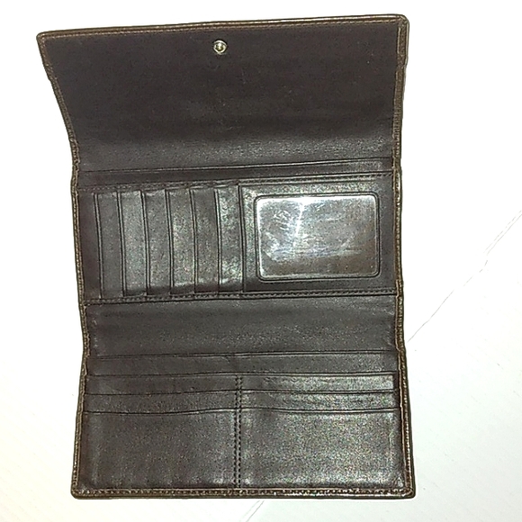 GUC Classic COACH Signature Mahogany/Khaki Large Checkbook Wallet~Rare - Picture 11 of 14